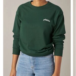 The Sill green long sleeve shirt with “plants” unisex size medium NWOT crewneck